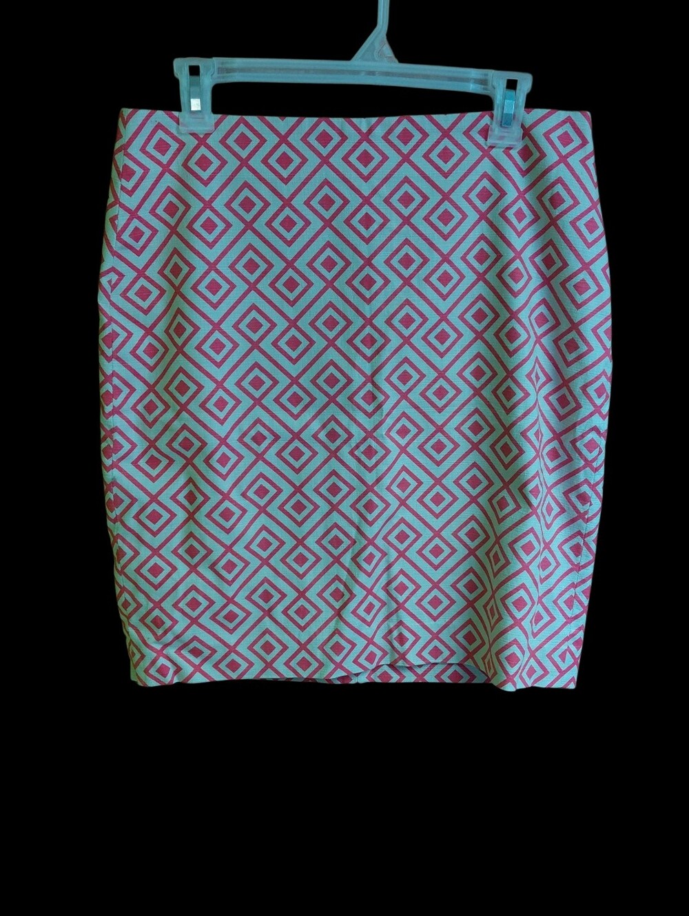 Ann Taylor Coral&Cream Geometric Diamond  Knee Length Pencil Skirt  Size 6